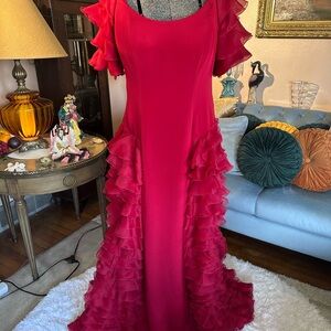 Couture Designer Tomasz Starzewski Ruffles Gown. So Carmen Miranda!